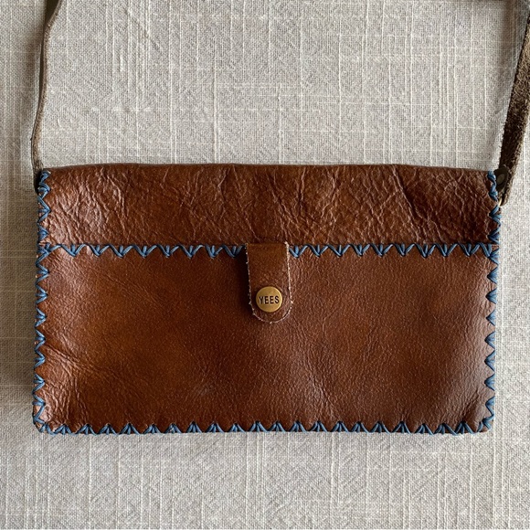Handmade Leather Crossbody Purse Cardholder Bag Hand-Stitched - Picture 6 of 12